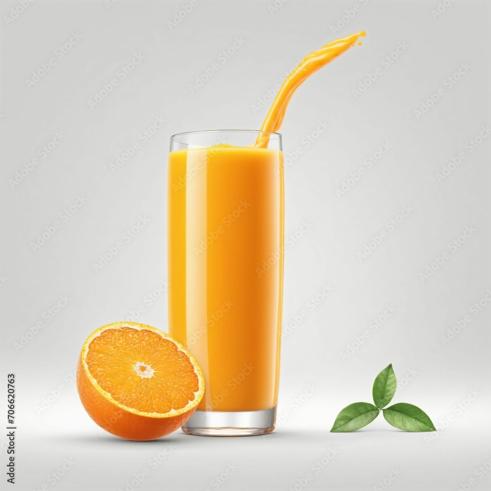 Orange fruit slice with juice splash