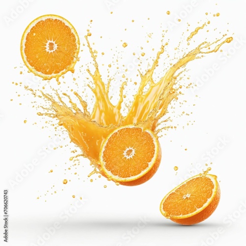 Orange fruit slice with juice splash