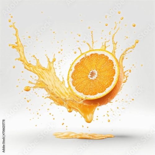 Orange fruit slice with juice splash