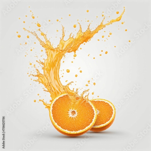 Orange fruit slice with juice splash