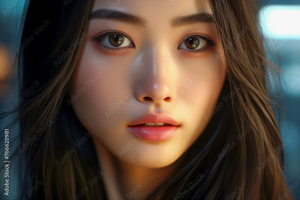Closeup portrait of young asian woman