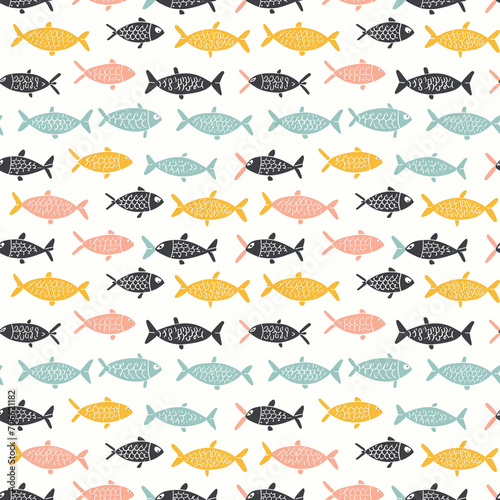 Fish seamless pattern. Can be used for gift wrapping  wallpaper  background
