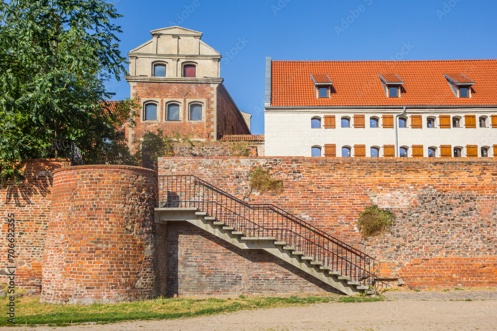 Stairs in the historic surrounding city wall in Torun, Poland