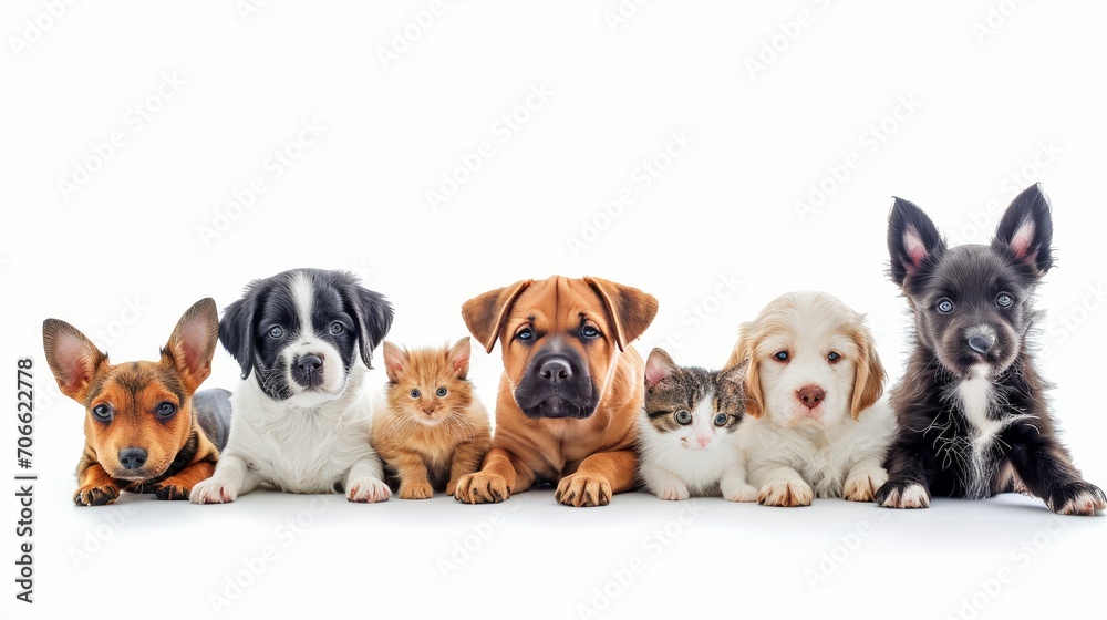 cute animals group on white background 