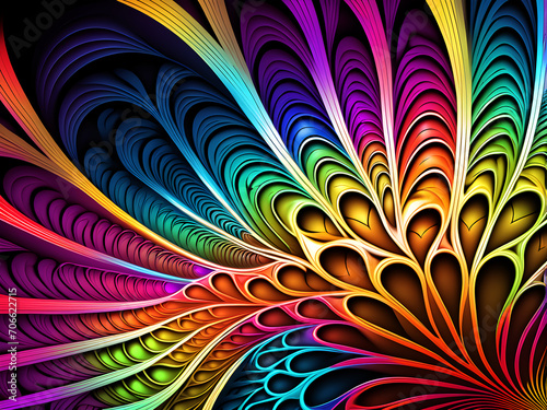 Colorful Abstract Fractal Background photo