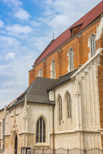 Facade of the historic St. Catherine church in Krakow, Poland