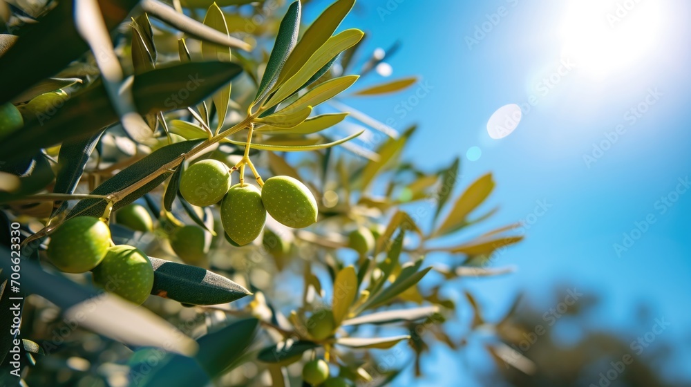 blurred background with focus on a branch of ripe olives under a bright Mediterranean sun blurred background with focus on a branch of ripe olives under a bright Mediterranean sun