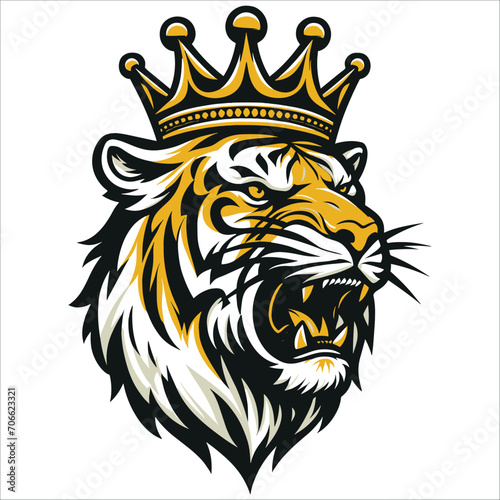 Fototapeta Naklejka Na Ścianę i Meble -  tiger head vector , Roaring king tiger vector