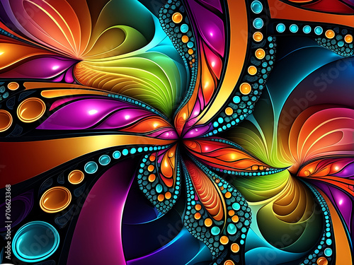 Colorful Abstract Fractal Background photo