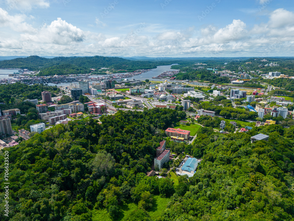 Bandar Seri Begawan Aerial View. Bandar Seri Begawan, the capital of Brunei Darussalam. Borneo. Southeast Asia.