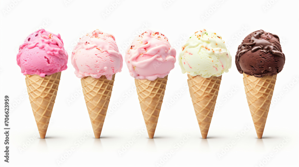  Set of five various ice cream scoops