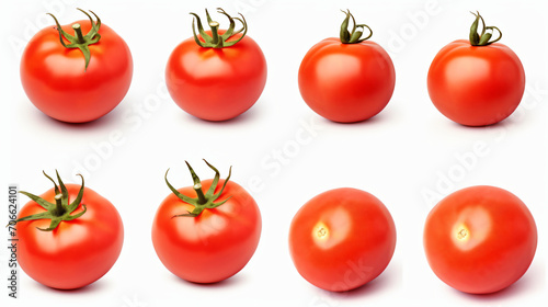  Set tomato isolated on white background.
