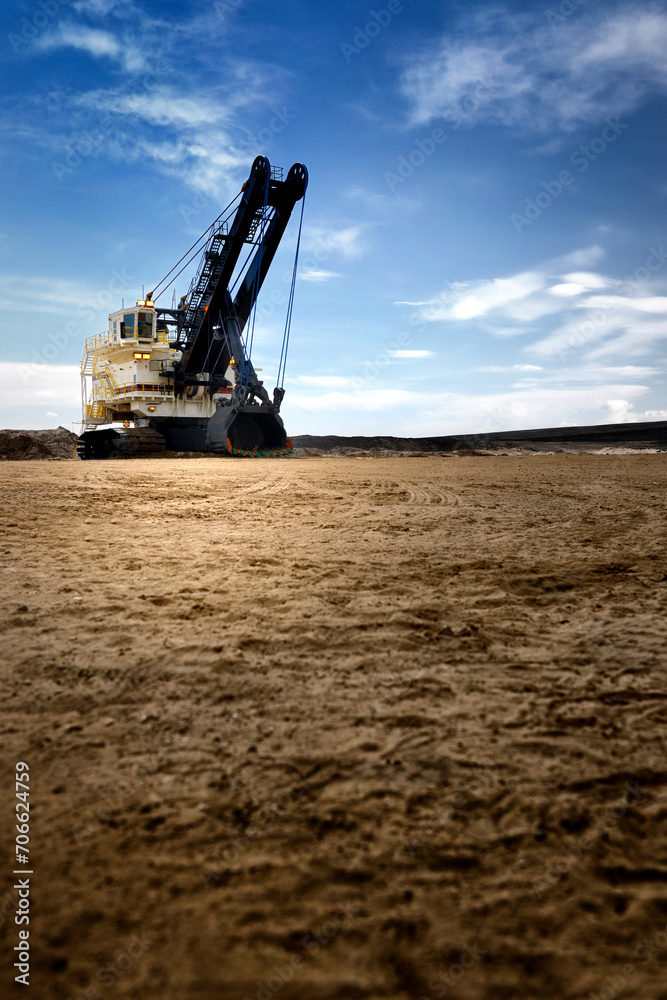 Giant industrial excavating shovel designed to move copious amounts of earth