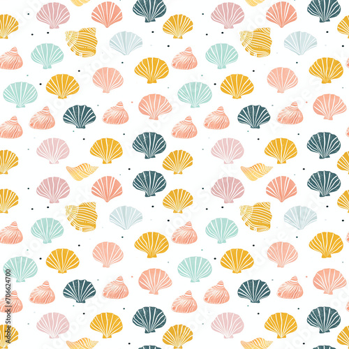 Seashells seamless pattern. Can be used for gift wrapping, wallpaper, background