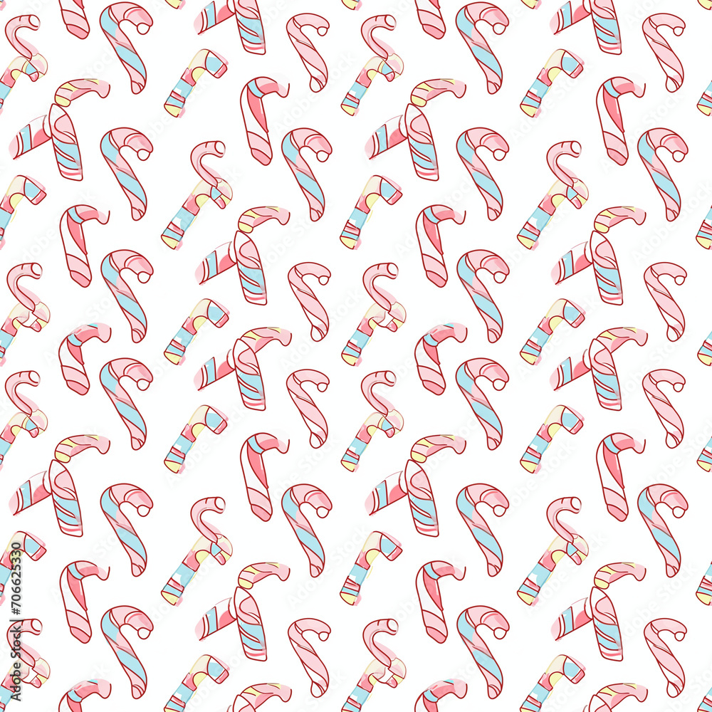 Candy canes seamless pattern. Can be used for gift wrapping, wallpaper, background Candy canes seamless pattern. Can be used for gift wrapping, wallpaper, background