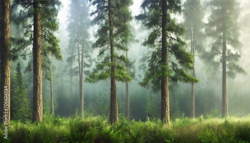 misty fir forest generative ai
