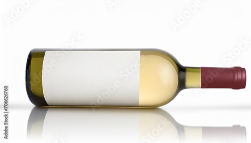 white wine bottle isolated on white clipping path