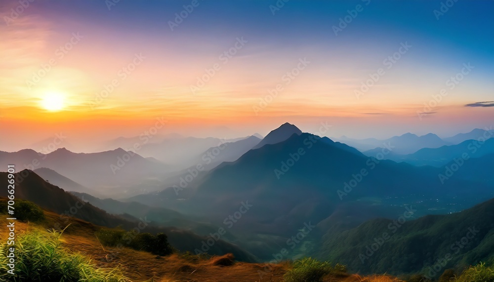beautiful mountain at sunrise in west ghats