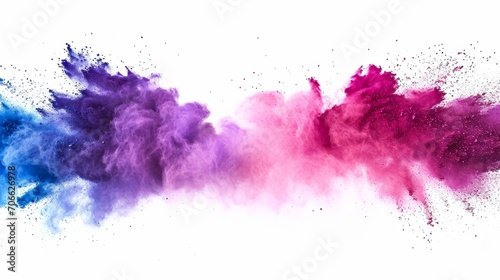 splashing colorful powder on frame on white background 