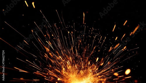 detail of fire sparks isolated on black background