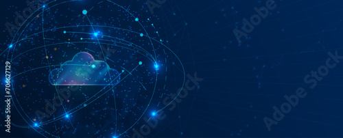Modern cloud technology. Integrated digital web concept background