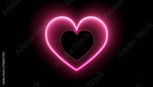neon pink heart on black background