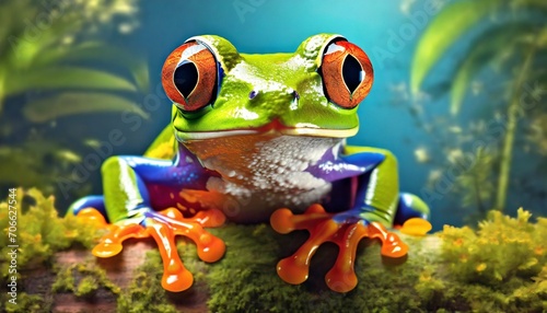 red eyed tree frog in vibrant colors