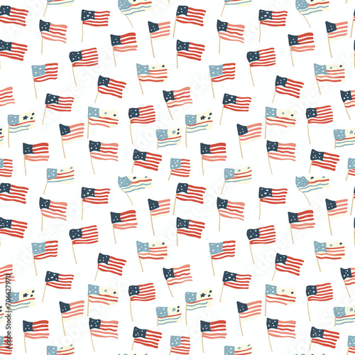 Memorial Day flags seamless pattern. Can be used for gift wrapping, wallpaper, background