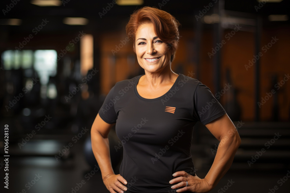 Joyful 55-Year-Old Woman Embracing Fitness Joyful 55-Year-Old Woman Embracing Fitness