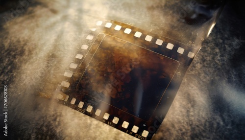 macro of old 35mm film melting photo