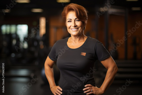 Joyful 55-Year-Old Woman Embracing Fitness