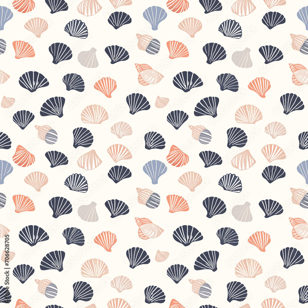 Seashells seamless pattern. Can be used for gift wrapping, wallpaper, background Seashells seamless pattern. Can be used for gift wrapping, wallpaper, background