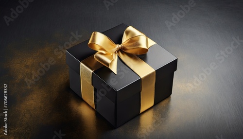a black and gold gift box on a dark background generative ai