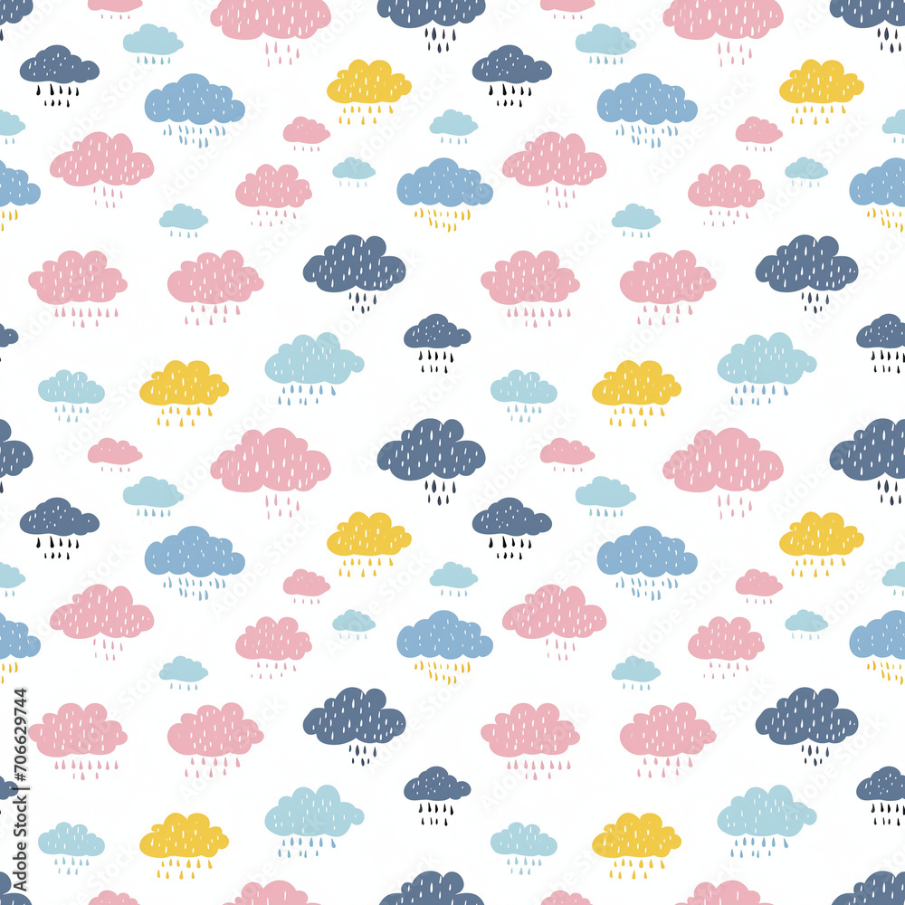 Rain clouds seamless pattern. Can be used for gift wrapping, wallpaper, background Rain clouds seamless pattern. Can be used for gift wrapping, wallpaper, background