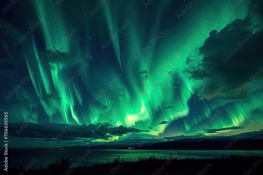 Night sky ablaze with a breathtaking display of the northern lights