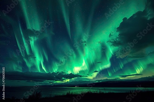 Night sky ablaze with a breathtaking display of the northern lights