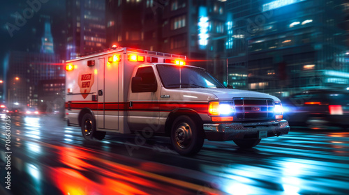 Cityscape Emergency: Ambulance in Motion