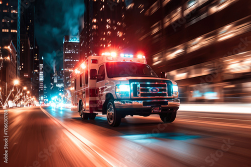 Fast-Paced Ambulance in Urban Night