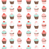 Cupcakes seamless pattern. Can be used for gift wrapping, wallpaper, background