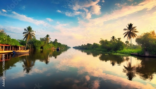 alleppey backwaters on sunrise