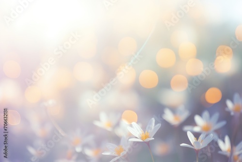 Nature background of beautiful colorful spring flower field. Summer flowers in meadow. Spring nature. Floral background, banner, card, backdrop