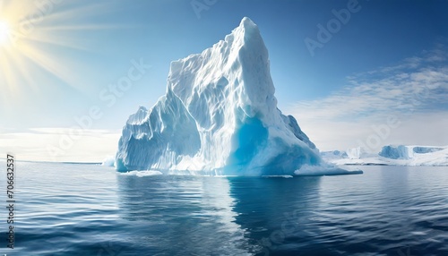 large ice berg melting in ocean as climate change concept generative ai