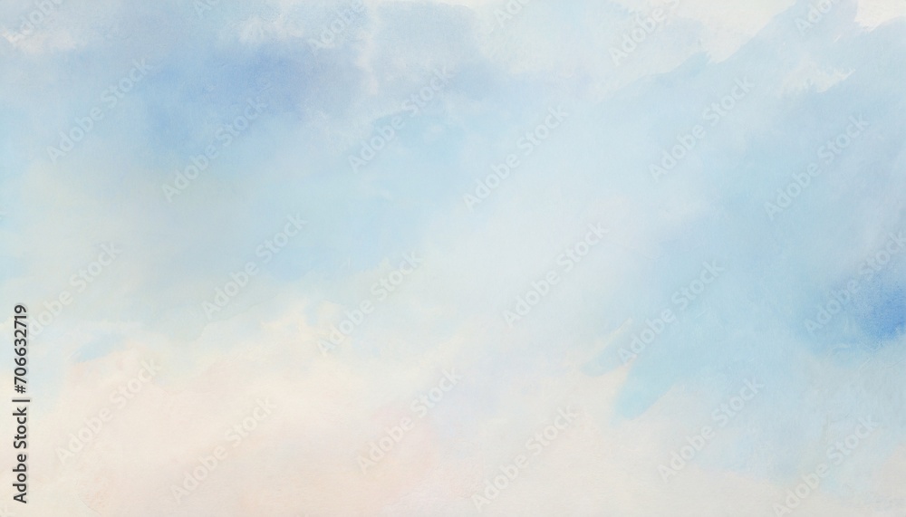 pastel faded blue hand painted watercolor background design with paint bleed and fringing in pretty art design on watercolor paper texture soft sky or spring color background with no people - obrazy, fototapety, plakaty 