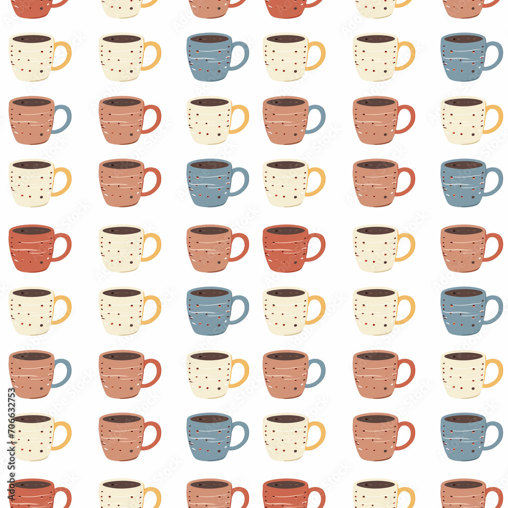 Hot cocoa mugs seamless pattern. Can be used for gift wrapping, wallpaper, background Hot cocoa mugs seamless pattern. Can be used for gift wrapping, wallpaper, background