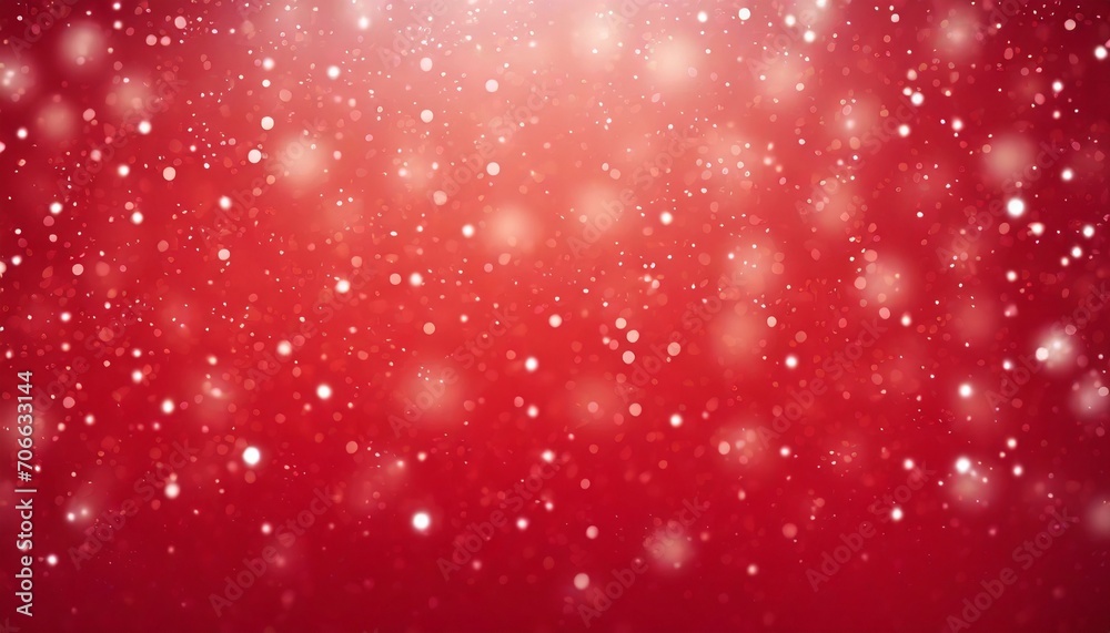 soft lights and snow on christmas red background