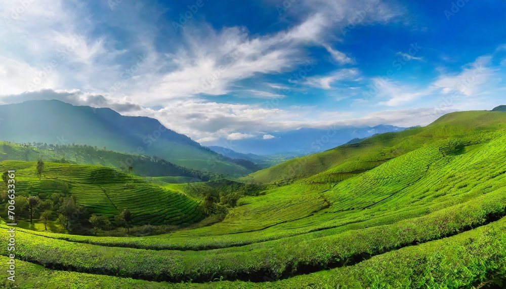 green valleys of tea plantations in munnar