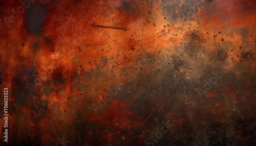 rusty metal surface with red black and orange tones worn steampunk background with scratches