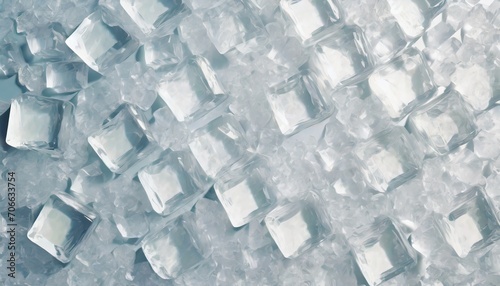 crystal clear ice cubes background top view