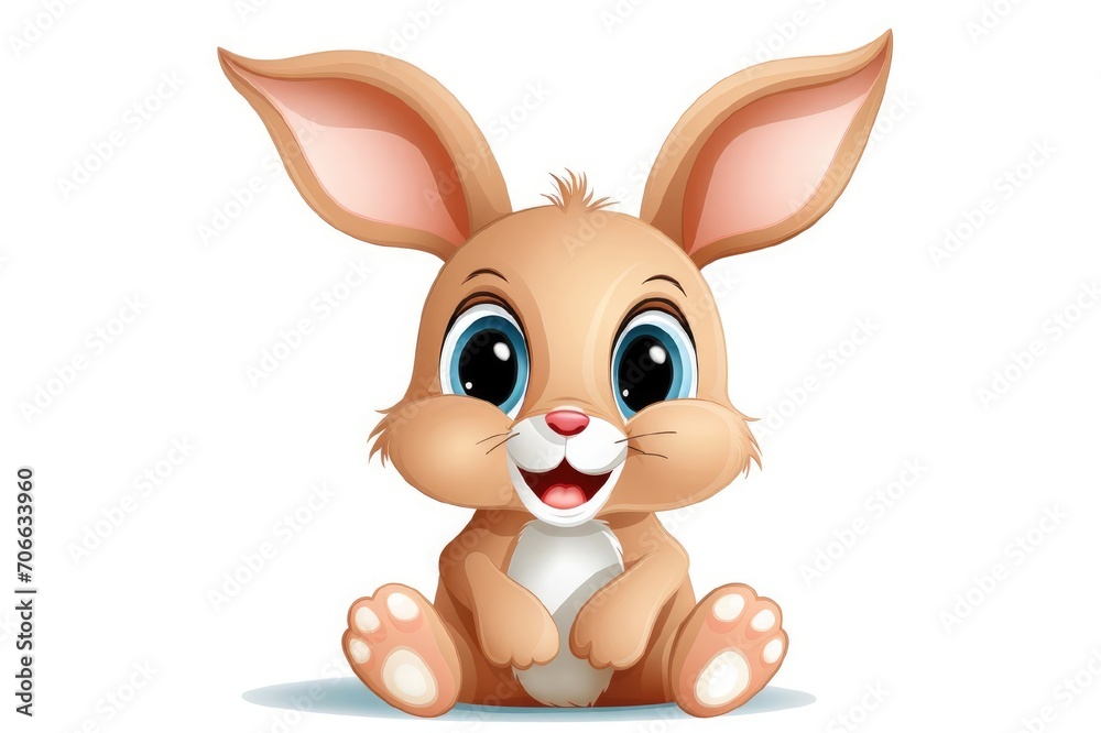 Fototapeta premium Illustration of a cute white rabbit on a white background