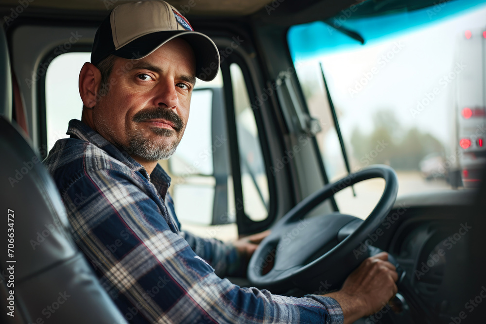 Obraz premium Satisfied Truck Driver's Portrait
